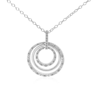 1/6 Carat Diamond Circles Necklace in Sterling Silver - 18"