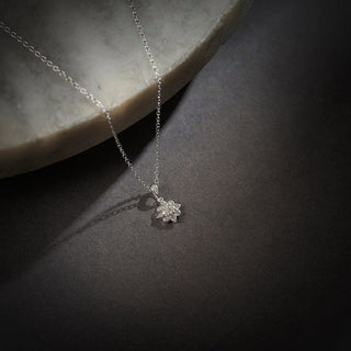 1/6 Carat Diamond Flower Necklace in Sterling Silver - 18"