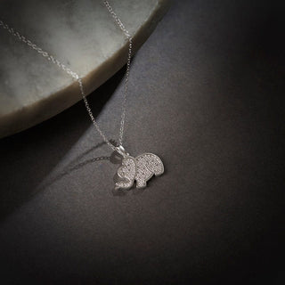 1/10 Carat Diamond Elephant Pendant in Sterling Silver - 18"