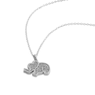 1/10 Carat Diamond Elephant Pendant in Sterling Silver - 18"
