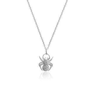 1/10 Carat Diamond Spider Pendant in Sterling Silver - 18"