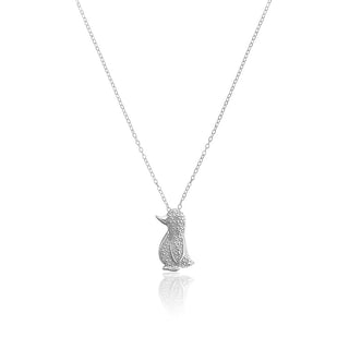 1/10 Carat Diamond Penguin Pendant in Sterling Silver - 18"