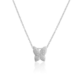 1/8 Carat Diamond Butterfly Pendant in Sterling Silver - 18"
