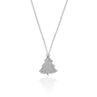 1/10 Carat Diamond Christmas Tree Pendant in Sterling Silver - 18"