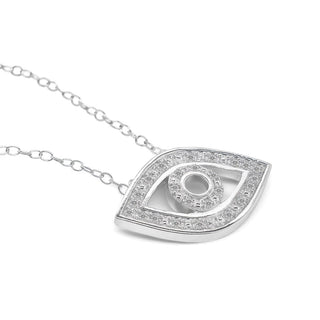 1/10 Carat Diamond Evil-Eye Pendant in Sterling Silver - 18"
