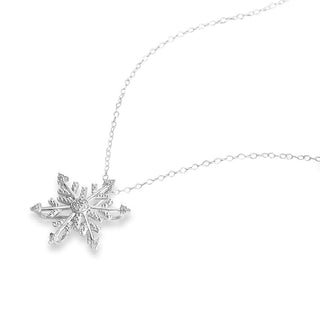 1/10 Carat Diamond Snowflake Pendant in Sterling Silver - 18"