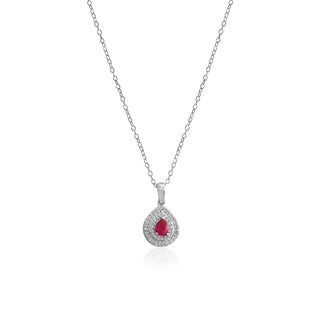 1/2 Carat Genuine Ruby & White Topaz Necklace in Sterling Silver-18"