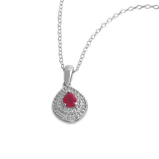1/2 Carat Genuine Ruby & White Topaz Necklace in Sterling Silver-18"