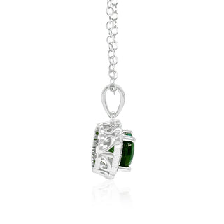 1.00 Carat Genuine Chrome Diopside & White Topaz Necklace in Sterling Silver - 18"