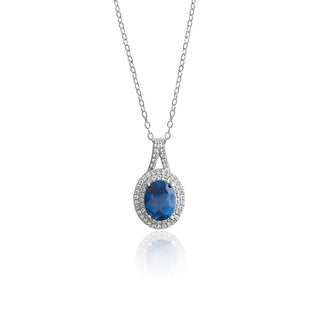 2.30 Carat Genuine London Blue Topaz Necklace in Sterling Silver - 18"