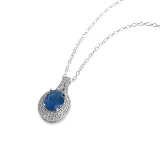 2.30 Carat Genuine London Blue Topaz Necklace in Sterling Silver - 18"