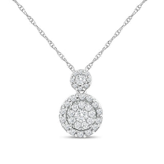 1/3 Carat Diamond Halo Necklace in 10K White Gold - 18"