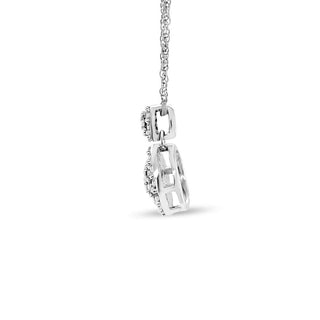 1/3 Carat Diamond Halo Necklace in 10K White Gold - 18"