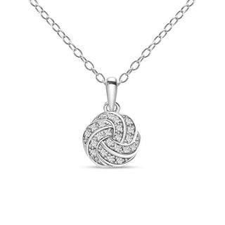 1/8 Carat Diamond Knot Necklace in Sterling Silver - 18"