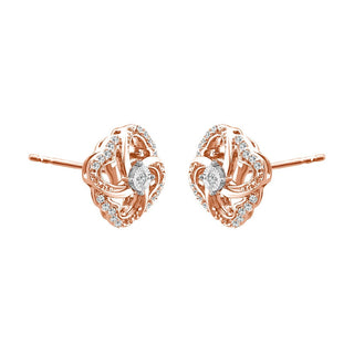 1/10 Carat Diamond Flower Earrings in 10K Rose Gold