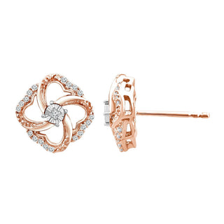 1/10 Carat Diamond Flower Earrings in 10K Rose Gold