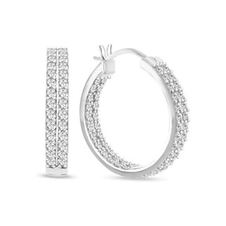 2.00 Carat Diamond Hoop Earrings in 10K White Gold