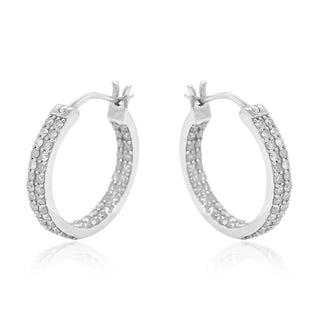 1.00 Carat Diamond Hoop Earrings in 10K White Gold