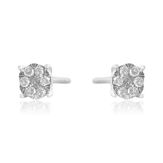 1/4 Carat Diamond Cluster Earrings in 10K White Gold