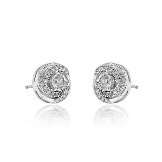 1/3 Carat Diamond Swirl Stud Earrings in 10K White Gold