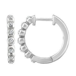 1/6 Carat  Diamond Huggie Hoop Earrings in 10K White Gold