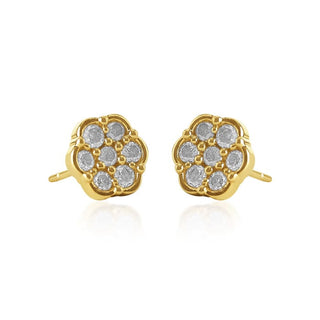 1/2 Carat Diamond Flower Cluster Stud Earrings in 10K Yellow Gold