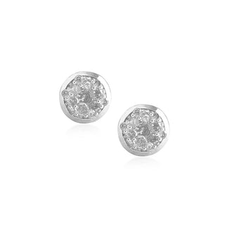 1/6 Carat Diamond Cluster Earrings in Sterling Silver