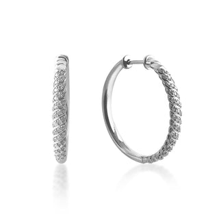 1/4 Carat Diamond Hoop Earrings in Sterling Silver