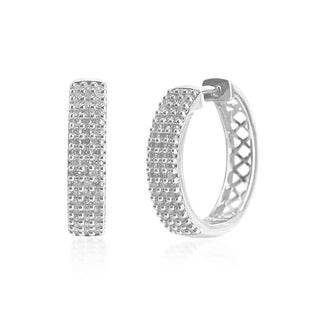 0.65 Carat Diamond Huggie Hoop Earrings in Sterling Silver