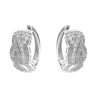 0.65 Carat Diamond Criss-Cross Hoop Earrings in Sterling Silver