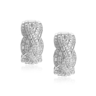 0.65 Carat Diamond Criss-Cross Hoop Earrings in Sterling Silver