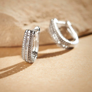 1/2 Carat Diamond Hoop Earrings in Sterling Silver