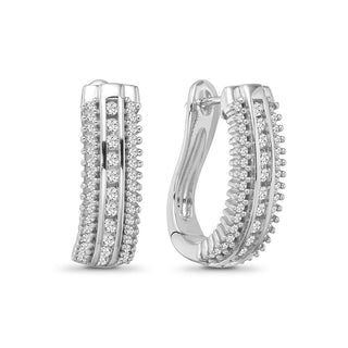 1/2 Carat Diamond Hoop Earrings in Sterling Silver