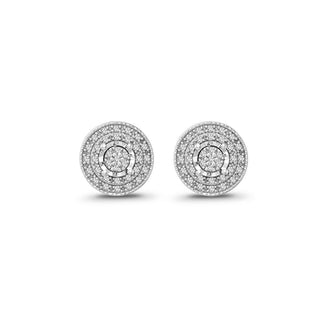 1/6 Carat Diamond Halo Earrings in Sterling Silver