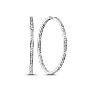 1/2 Carat Diamond Inside-Out Hoop Earrings in Sterling Silver (38mm)
