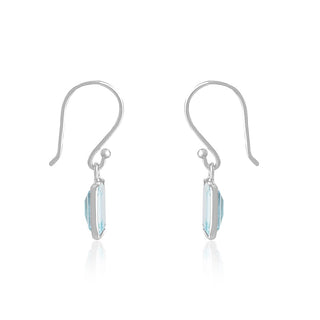 2.00 Carat Blue Topaz Dangle Earrings in Sterling Silver