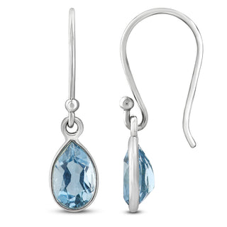 2.00 Carat Blue Topaz Dangle Earrings in Sterling Silver