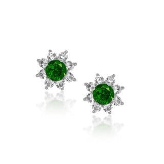 3.27 Carat Genuine Chrome Diopside & White Topaz Earrings in Sterling Silver