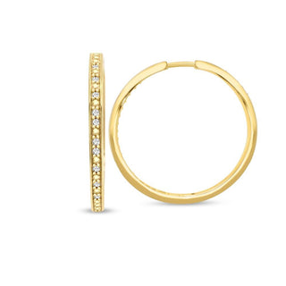 1/4 Carat Diamond Inside-Outside Hoop Earrings in Yellow Gold/Sterling Silver