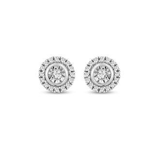 1/10 Carat Diamond Halo Earrings in Yellow Gold-Plated Sterling Silver