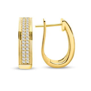 1/3 Carat Diamond Hoop Earrings in Yellow Gold-Plated Sterling Silver