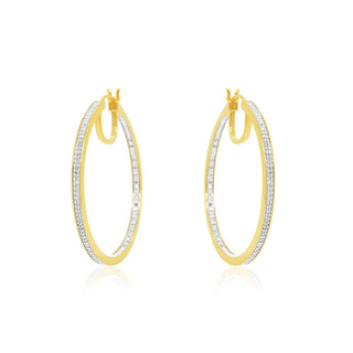 1/3 Carat Diamond Inside-Out Hoop Earrings in Yellow Gold-Plated Sterling Silver (40 MM)