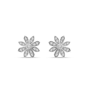 1/8 Carat Diamond Flower Earrings in Sterling Silver