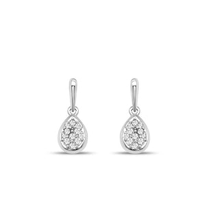 1/6 Carat Diamond Teardrop Dangle Earrings in Sterling Silver