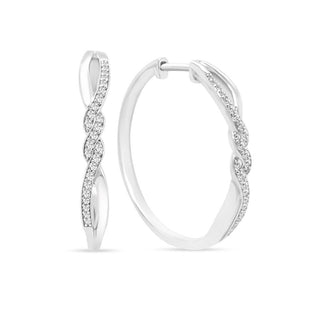 1/4 Carat Diamond Twist Hoop Earrings in Sterling Silver