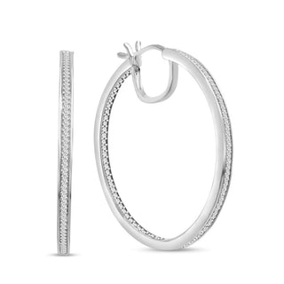 1/3 Carat Diamond Inside-Out Hoop Earrings in Sterling Silver (40 MM)