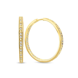 1/4 Carat Diamond Inside-Outside Hoop Earrings in Yellow Gold/Sterling Silver