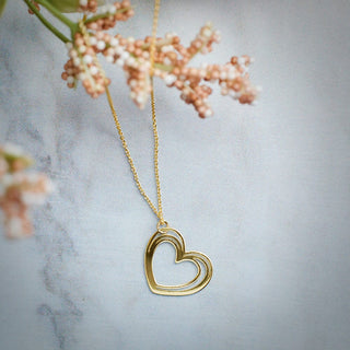 Solo Heart Gold Pendant Necklace in 9K Yellow Gold-18"