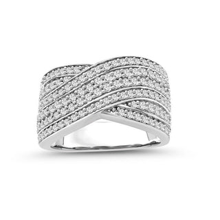 1.00 Carat Diamond Crossover Ring in Sterling Silver