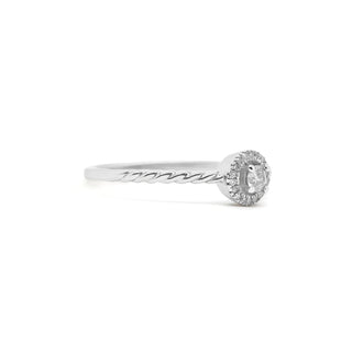 1/8 Carat Diamond Halo Diamond Ring in Sterling Silver